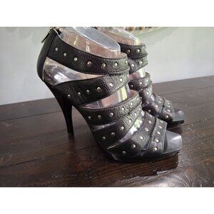 NWOB Michael Kors Studded Black Leather Strappy Stiletto Heels/Sz. 9M
